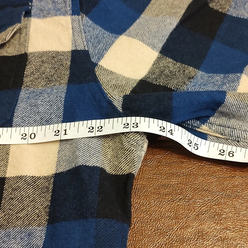 Plaid Flannel Shirt Jacket VTG JACHS 00s Blue Buffalo Shadow Plaid - Large - Picture 8 of 9